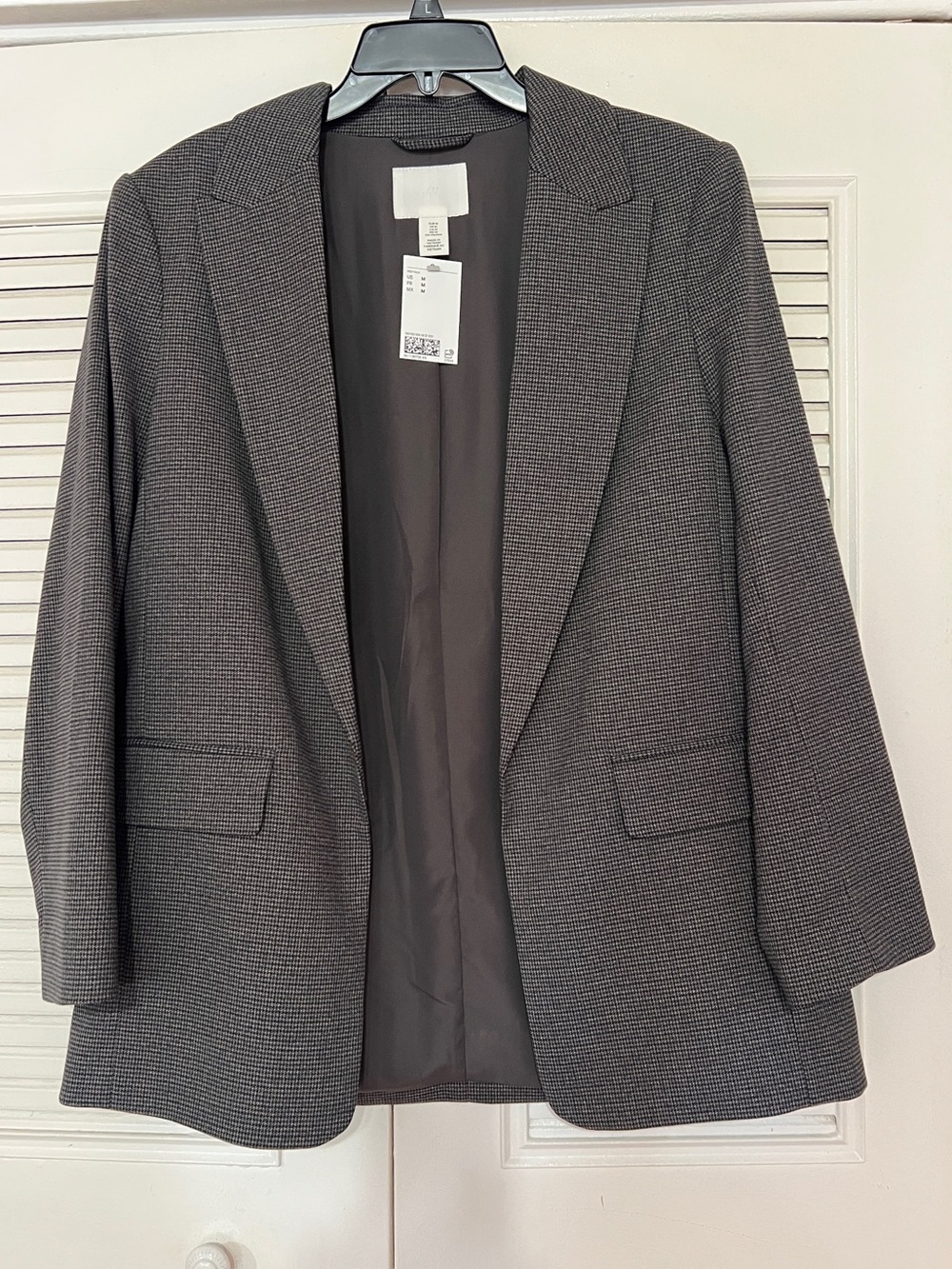 H&M Women Gray Textured Open-Front Blazer